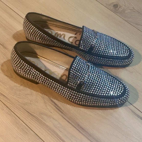 Edgy Black and Silver Rhinestone Loafers - Picture 4 of 11